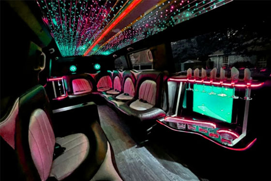 beverage area in a limo