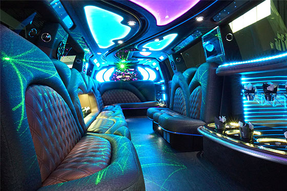 luxurious limo with neon lights