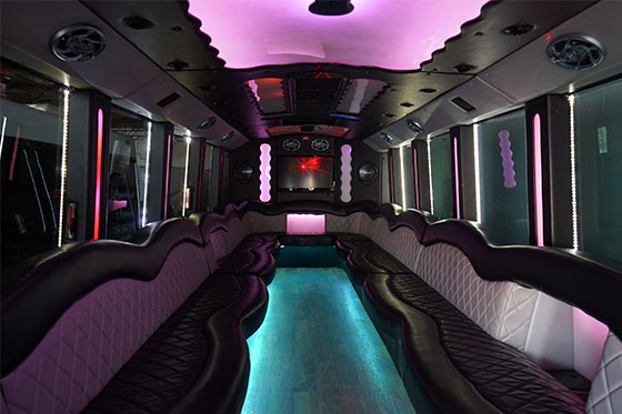 comfortable seating on a party bus interior