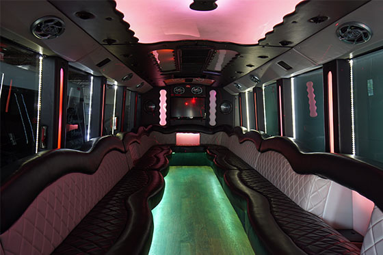 deluxe amenities on a party bus