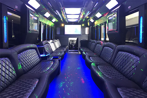 opulent party bus interior